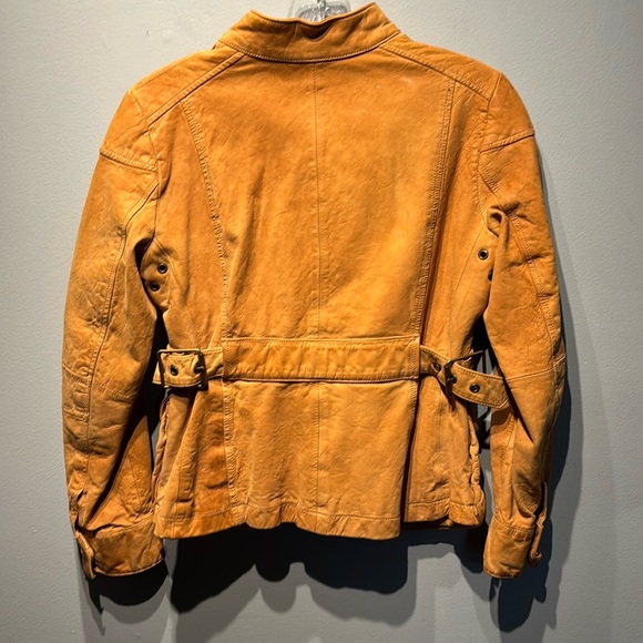 Banana Republic soft Leather Aviator Bomber Jacket Tan Juniors SzXS Y2K - Picture 2 of 16